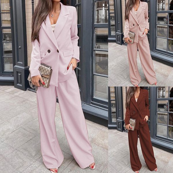 Conjunto de terno profissional feminino elegante e chique em cores sólidas café rosa damasco ideal para escritório e uso casual