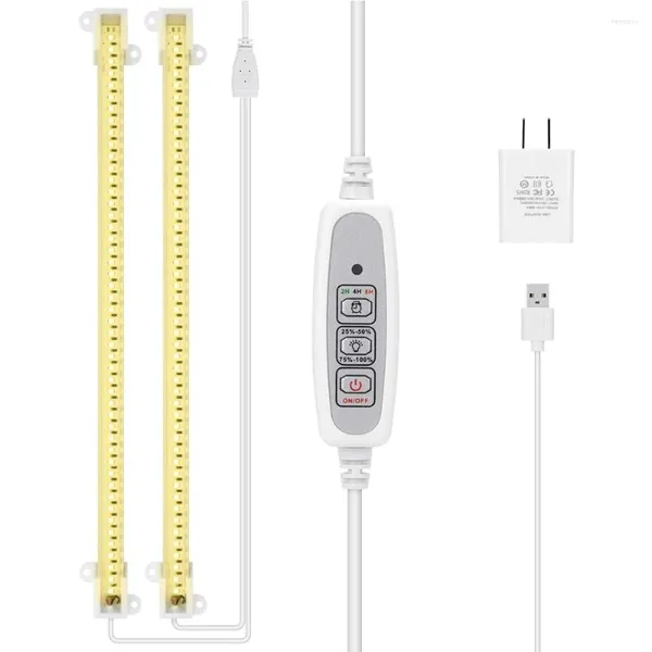 Coltiva le luci 2 pezzi strisce luminose a LED timer a spettro completo barre bianche calde per piante lampada Phyto tenda Phytolamp con adattatore di alimentazione