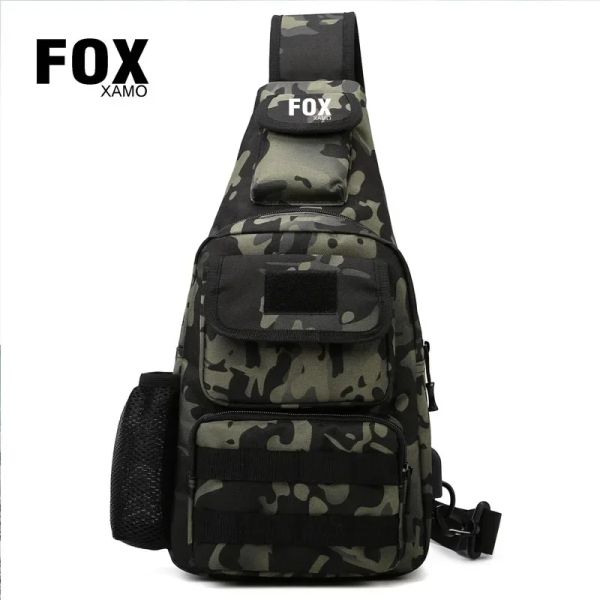 Bolsas Foxxamo ao ar livre camuflagem tática Pacote de peito Men Backpack Backpack Nylon Hunting Cycling Molle Army Trekking Saco