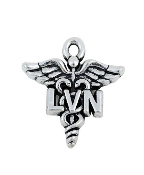 Antikversilberte medizinisch lizenzierte Berufskrankenschwester LVN Charms Caduceus Medical Symbol Charms AAC1789794840