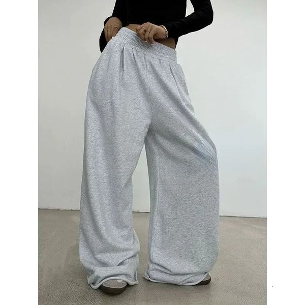 Deeptown Grau Jogginghose Frauen Baggy Koreanischen Stil Oversize Breite Bein Sport Hosen Herbst Hose Lässig Vintage Harajuku Mode 240222