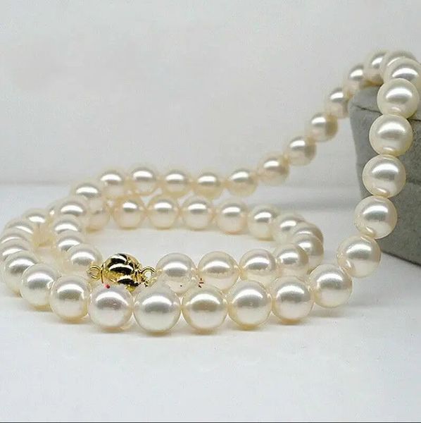 Robusta collana di perle bianche rotonde Akoya di qualità superiore AAAA da 10-11 mm annodata a mano 18k-in18 20 pollici 22 pollici 24 pollici 35 pollici 240220