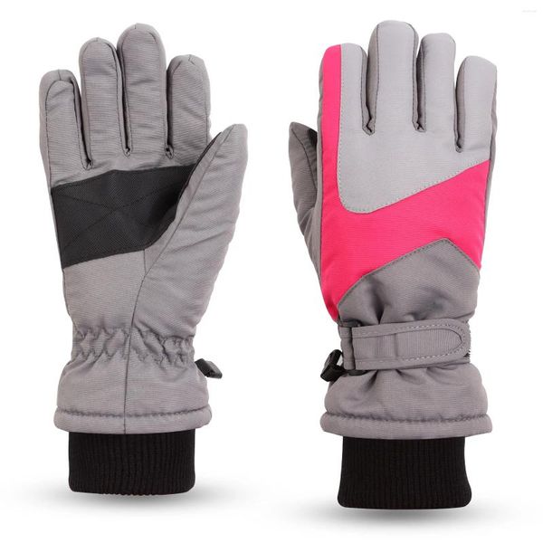 Аксессуары для волос Детские зимние толстые перчатки для подростков Водонепроницаемые ветрозащитные снежные уличные лыжные спортивные теплые лоскутные перчатки