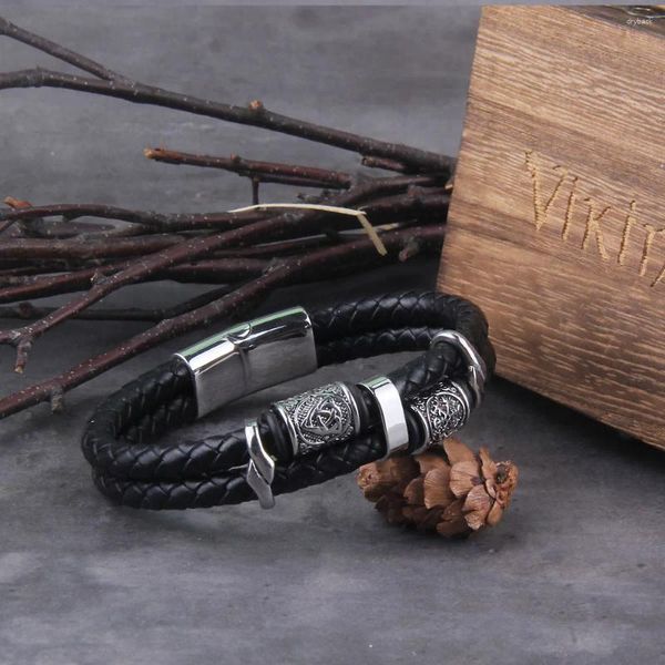 Bracciali a maglie Vantage Norse Viking Uomo Donna Amuleto Rune Braccialetti Regolabile fatto a mano Corda intrecciata Sopravvivenza Bracciale Amante Gioielli