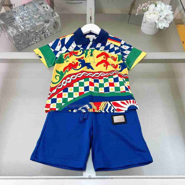 Marken-Trainingsanzüge, Baby-Freizeitanzug, Kinder-T-Shirt-Set, Größe 100–160, Kinder, Farbvolldruck, kurzärmeliges Poloshirt und Shorts, 24. Februar 2020