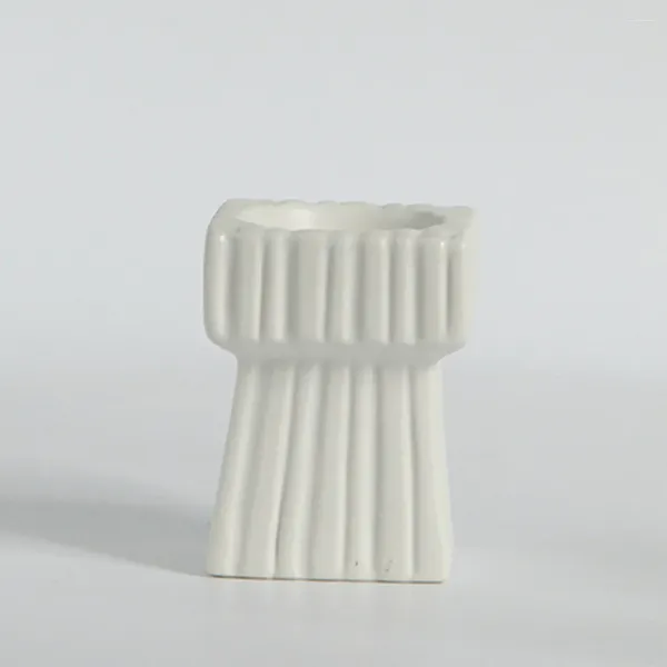 Castiçais titular quadrado vasos de cerâmica casamento simples castiçal para mesa de jantar branco sala de estar