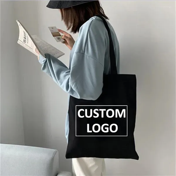 Alışveriş çantaları özel desen çanta kişiselleştirilmiş bayanlar kadınlar için el tuval komik yenilik moda