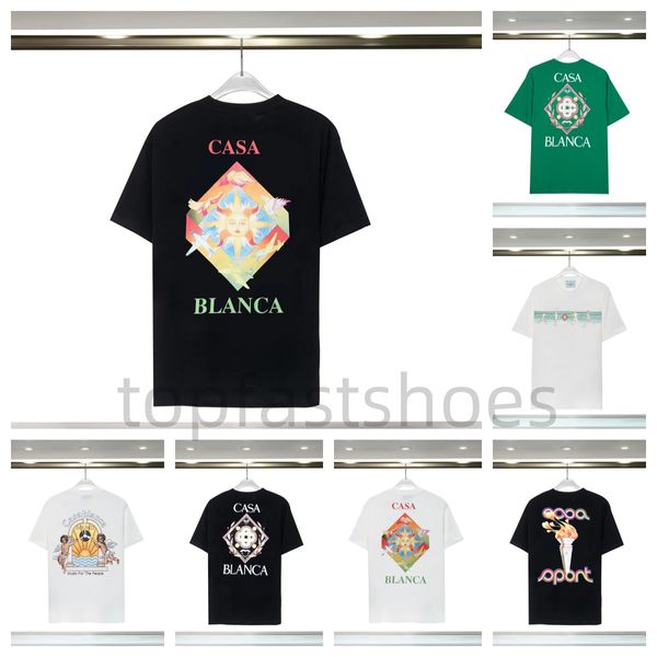 Casablanca Herren-T-Shirt, Designer-Hemd, Masao San, bedrucktes Herren-Freizeithemd, lockeres Casablanca-Hemd aus Seide, Hip-Hop-Freizeithemd