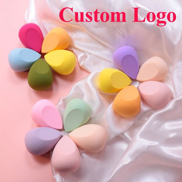 50 pçs marca personalizada mistura cores formas cosméticos puff mulheres maquiagem portátil esponja ferramentas de beleza almofada mistura forma liquidificador sopro 240220