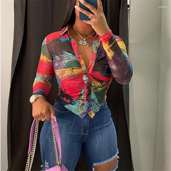 Blusas femininas moda outono-venda de manga comprida lapelas temperamento apertado único breasted camisa de tendência de rua