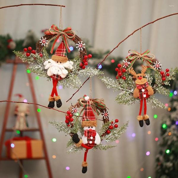 Декоративные цветы Рождественская деревянная подвесная гирлянда Многофункциональный снеговик Искусственный для праздника Крытый уличный декор
