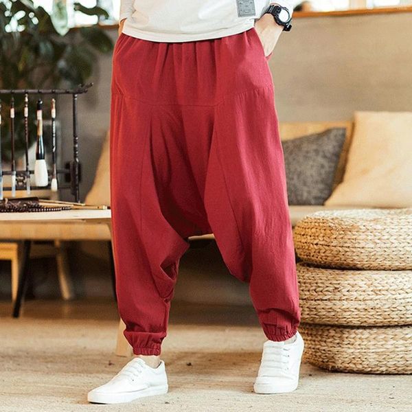 Pantaloni da uomo Moda Harem Uomo Hip-hop Cavallo basso Pantaloni da jogging in cotone Pantaloni a gamba larga Chic Pantalones larghi Homewear 2024