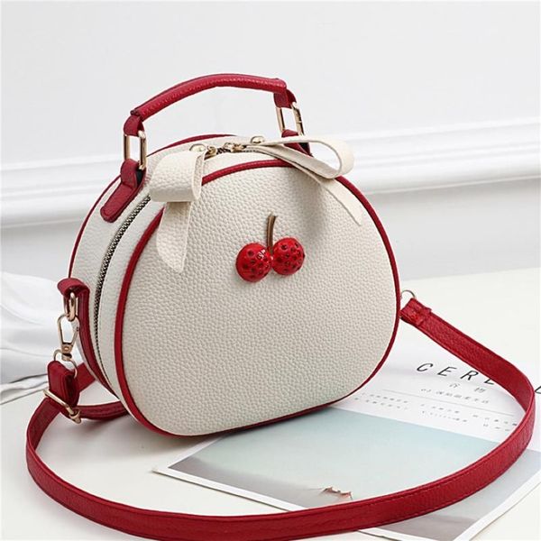Bolsa feminina moda bolsa de ombro cereja decoração crossbody para senhoras estilo coreano pequeno círculo cruz body278k