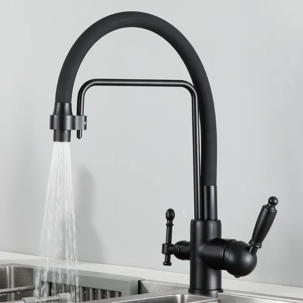 Смесители для кухни MYNAH Purified Faucet 360 градусов Излив с двумя отверстиями Черный, белый, серый, коричневый, хромированный и смеситель для раковины с холодной водой