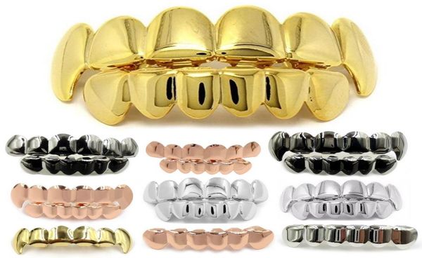 Personalità Hip Hop Zanne Denti Oro Argento Oro rosa Denti Grillz Oro Denti finti Set Vampire Grills Per donna Uomo Grills Jewel7897710