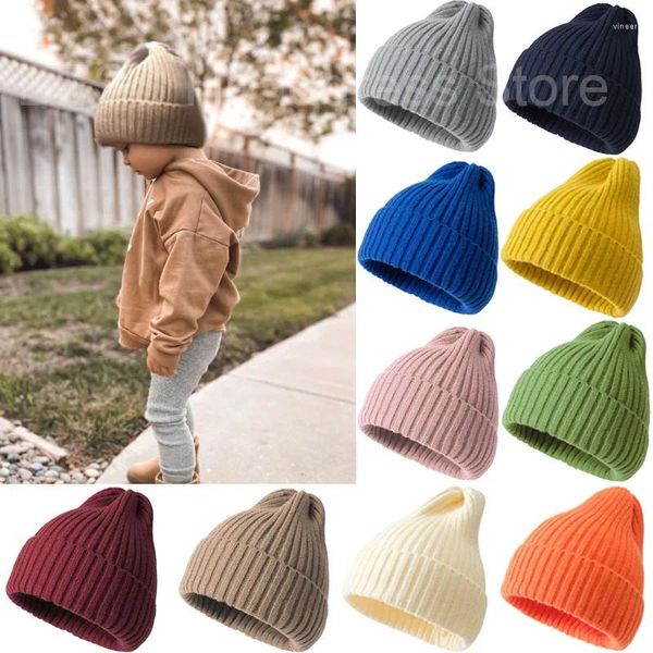 Berretti Colori caramelle Berretti invernali Cappello lavorato a maglia da bambino Caldo morbido Berretto di lana alla moda stile trendy Elegante fluorescente carino Casua