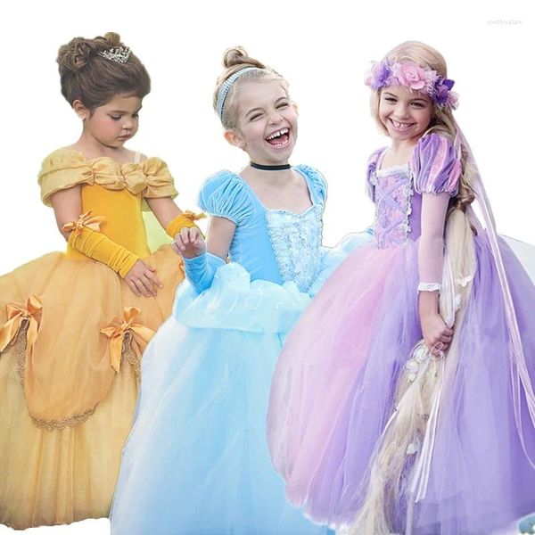 Vestidos de menina meninas princesa crianças cosplay traje crianças beleza natal vestido de halloween