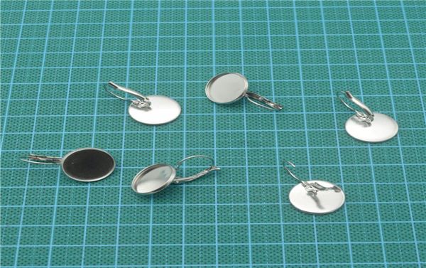 100 Stück französische Ohrhaken aus Edelstahl mit 825 mm runder Fassungsschale für Glas-Cabochons, DIY-Ohrring-Suche. 5105893