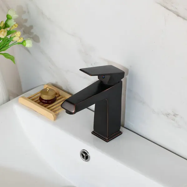 Rubinetti per lavandino del bagno Rubinetto in ottone massiccio ORB nero Rubinetto per lavabo con montaggio su piano Rubinetti miscelatori monocomando