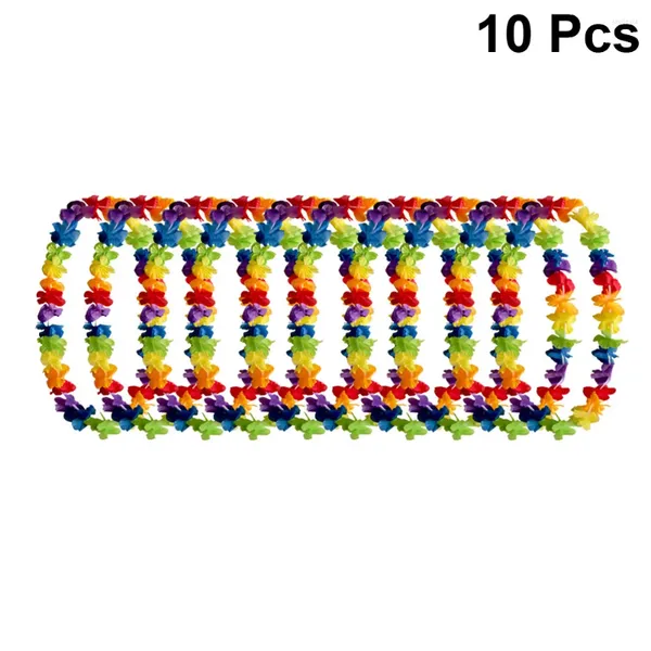 Dekoratif Çiçekler 10 PCS Tam Renkli Hawaiian Leis Yapay Çiçek Kolye Klasik Çelenk Tropikal Luau Parti Boyun Döngüsü Beach