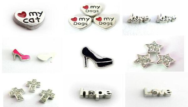 Multiple Choice 20PCSlot High Heel Schuh Liebe Stern mein Hund Katze schwimmende Medaillon Charms passen für Speicher magnetische Medaillon Anhänger Fashio5451366