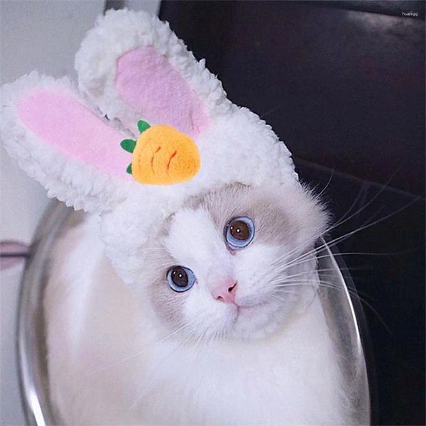 Cão vestuário orelhas de pelúcia acessórios para animais de estimação cosplay gato chapéu ano natal veludo inverno adorável chapelaria filhote de cachorro macio suppl t4a6