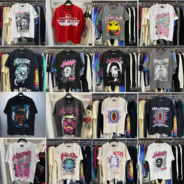 Hellstar Gömlek Erkek Tişörtleri Kısa Kollu Tee Erkekler Kadın Yüksek Kaliteli Sokak Giyim Hip Hop Moda Tişört Cehennem Yıldız Hellstar Kısa Eur Boyut