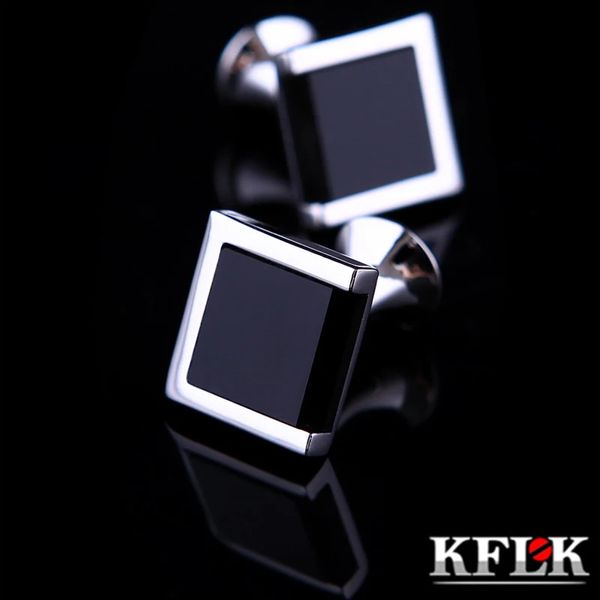 KFLK Ювелирные изделия, рубашка, запонки для мужчин, брендовые черные запонки, оптовая продажа, бутон высокого качества, роскошный свадебный мужской подарок для гостей 240219