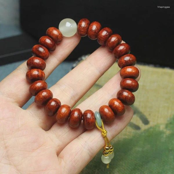 Strang Sambia Palisander, rotes Sandelholz, Abakus, Paillettenperlen, Buddha-Armband