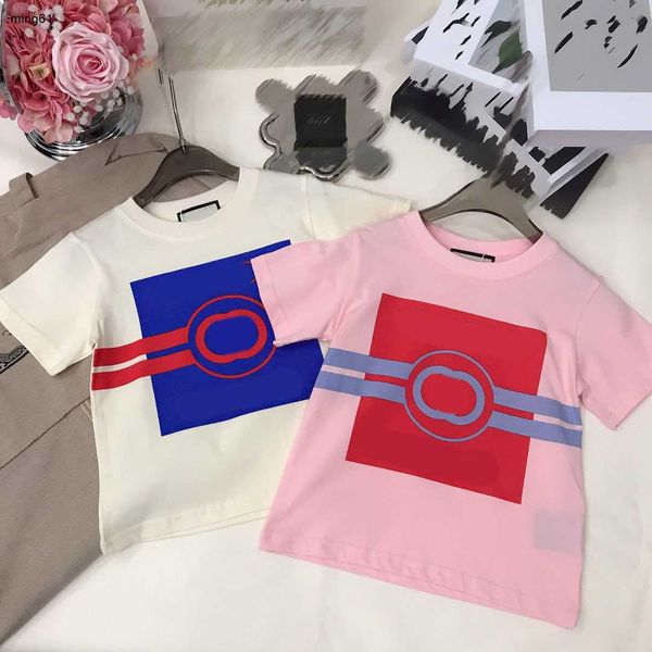 Marca bebê camisetas logotipo quadrado criança manga curta tamanho superior 100-150 cm designer crianças roupas de alta qualidade algodão meninos t 24feb20