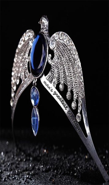 Moda Vintage Prata Ravenclaw diadema Azul Cristal Ravenclaw College Lost Crown Prom Hair Jewelry Jarry Potter Horcrux S9197699427