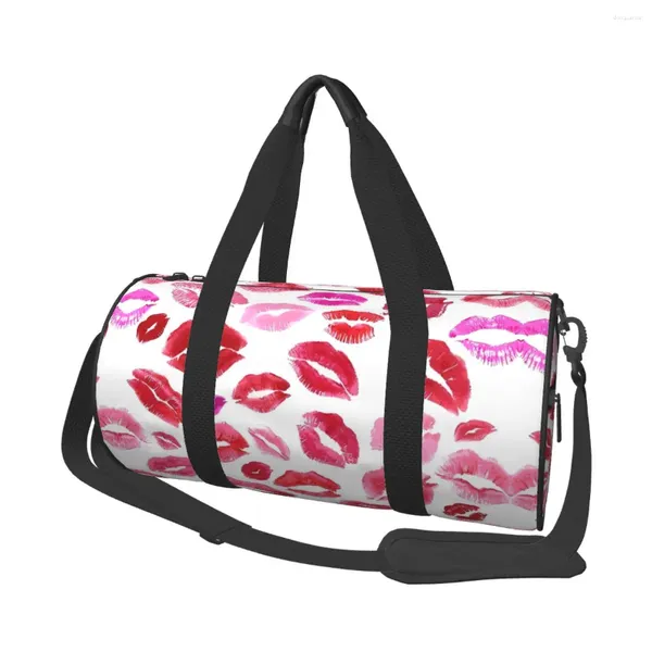 Уличные сумки, сексуальный фон с красными губами, Спортивная сумка на День святого Валентина, большая вместительная спортивная сумка, мужская дизайнерская сумка, дорожная винтажная фитнес-сумка