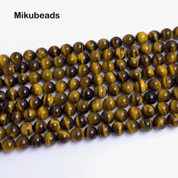 Lose Edelsteine Großhandel natürliche 8mm 10mm 12mm braune Tigerauge glatte runde Perlen zur Herstellung von Schmuck, Armband, Halskette DIY