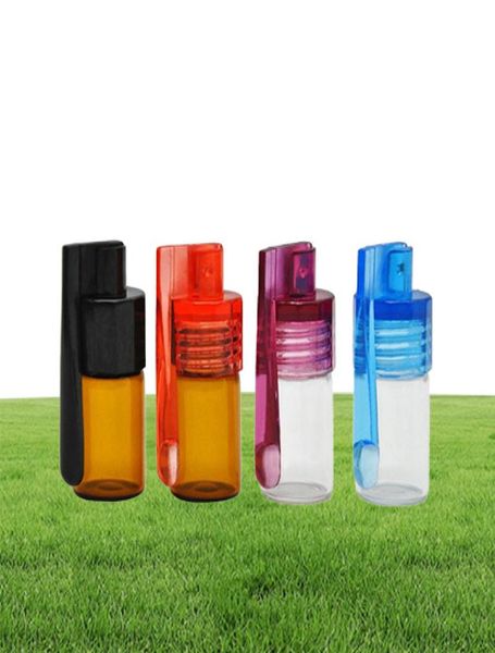 24 pezzi / lotto 36MM 51MM Bottiglia di tabacco da fiuto in plastica acrilica Snuff Snorter Sniff Sniffer Dispenser Nasale Tubo da fumo Bottiglia di pillola in vetro C3380531