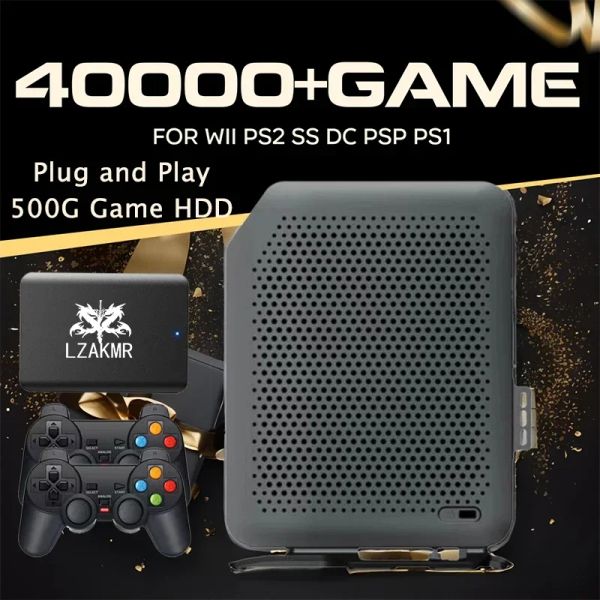 Konsolenkindes Weihnachtsgeschenk Neues C92 -Plug -and -Play -Game -Box 500G HDD 40000+Spiel für Wii PS2 SS DC PSP PS1 BRACK IHRE GAMING -Grenzwerte