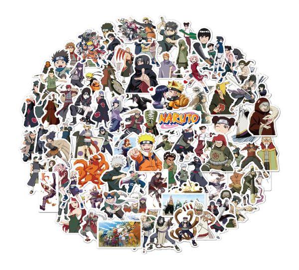 100PCS Adesivi Anime sasigi cool Cartoon ninja Decalcomanie in vinile impermeabili per bottiglie d'acqua per laptop2574692