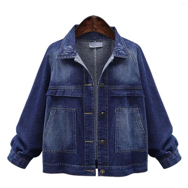 Jaquetas femininas mulher cloing denim casacos meninas oversize botão jaqueta solta manga longa lapela casaco com bolso inverno exterior