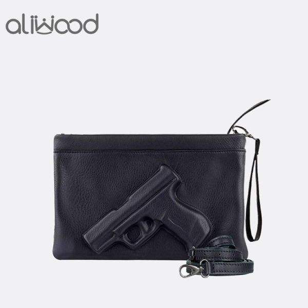 Sacos de ombro 3d impressão arma pistola saco marca feminina corrente mensageiro designer bolsa embreagem senhoras envelope embreagens crossbody bolsas2467