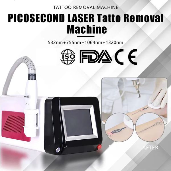 Dispositivo per la rimozione dei tatuaggi laser Nd Yag portatile certificato CE Peeling al carbonio della pelle Eliminazione delle lentiggini Dispositivo per cosmetologia laser a picosecondi con 4 lunghezze d'onda