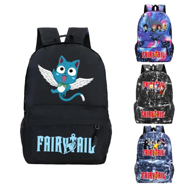Mochila fairy tail mochila dos desenhos animados das crianças meninos meninas de volta à escola presente mochila adolescentes venda quente diário saco para portátil