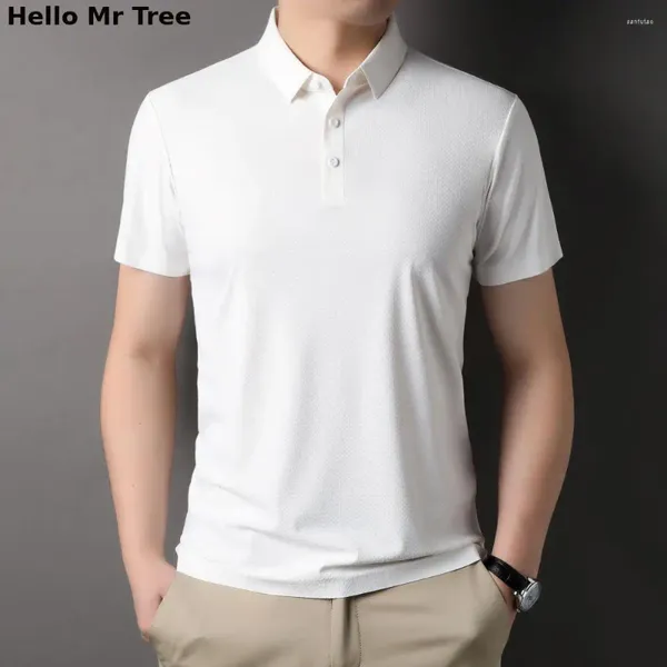 Polos masculinos polo-camisa verão clássico moda waffle magro confortável simples macio pele-amigável t-shirts traceless