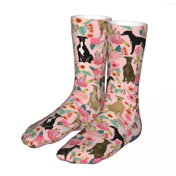 Calze da uomo Calze da donna Crazy Greyhound Dog Florals Animal Sport Primavera Estate Autunno Inverno