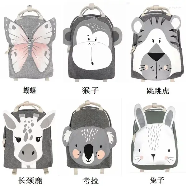 Sacos escolares 2024 Ins Cartoon Animal Series Children's Schoolbag Baby Backpack Butterfly Bag