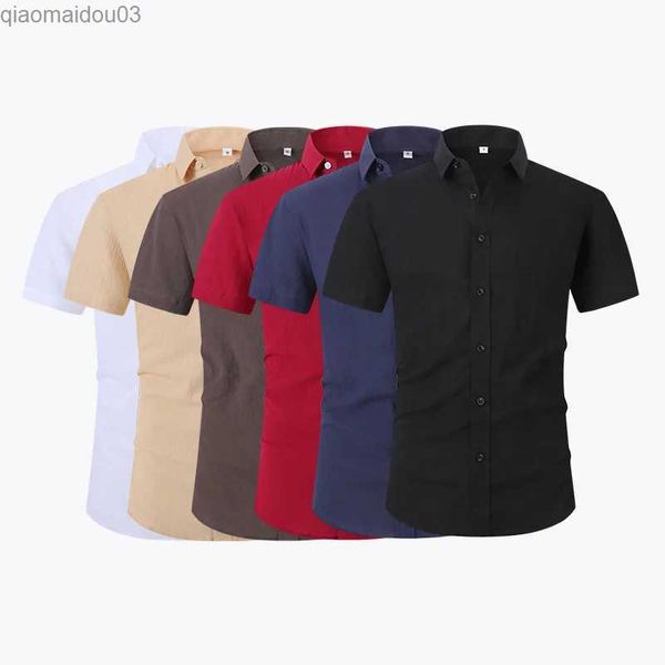 Camicie casual maschile da uomo elasticità elasticità elasticità elasticità maschio Business Business a maniche corte casual Shirt Formale Società USA Dimensioni S-2xll2404