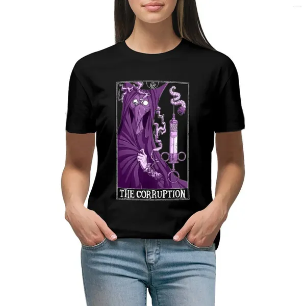 Polo da donna The Corruption Tarotesque - T-shirt classica (scura) Abbigliamento anime Grafica T-shirt oversize per donna Confezione