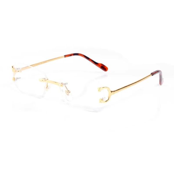 Дизайнерские солнцезащитные очки для женщин Полурамка Лист Весенние дужки Европа и Америка Квадратные женские золотые прозрачные линзы Мужские Carti Sun glasse335a