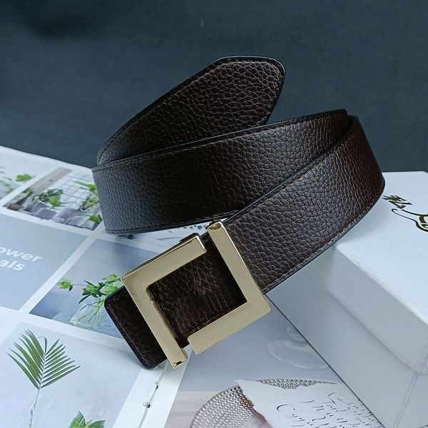 Tasarımcı Kemeri Kadın Kemer Moda Lüks Kemerler Pürüzsüz Toka Gerçek Deri Klasik Kayış Ceinture 4.0cm genişlik siyah turuncu renk iki yan aşınma kutu paketleme