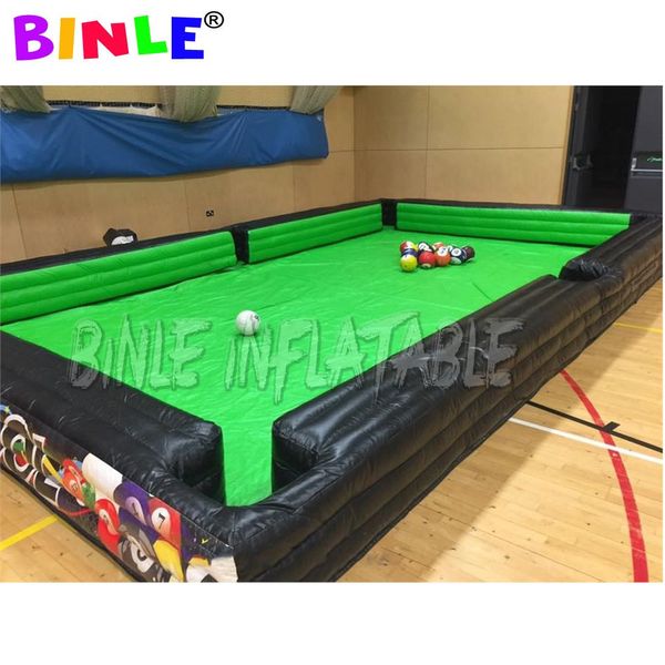 Großhandel 10mBx5mH mit 16 Bällen Outdoor-Wettbewerb Spiel Kick Shoot aufblasbarer Fußballpool menschlicher Billard Fußball-Snooker-Billardtisch für Unternehmen