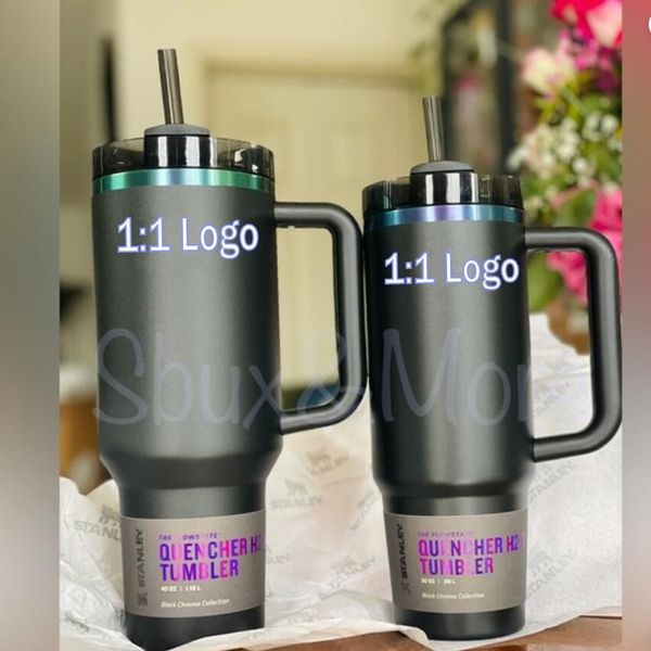 Tatil Kırmızı Kış Pembe H2.0 40oz Kupalar Cosmo Pembe Geçit Töreni Tumblers Araç Kupaları Flamingo Sevgililer Günü Hediyesi 1: 1 Logo Siyah Şişe ABD Stok Nakliye