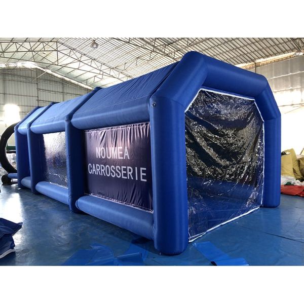 wholesale Cabina di verniciatura gonfiabile blu commerciale per esterni per nave libera 10x6x4mH (33x20x13.2ft) Tenda per postazione di lavoro per verniciatura auto con ventilatore